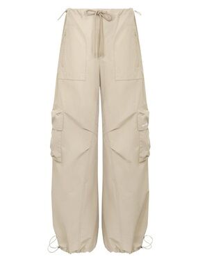 Wide-Leg Cargo Pants in Beige